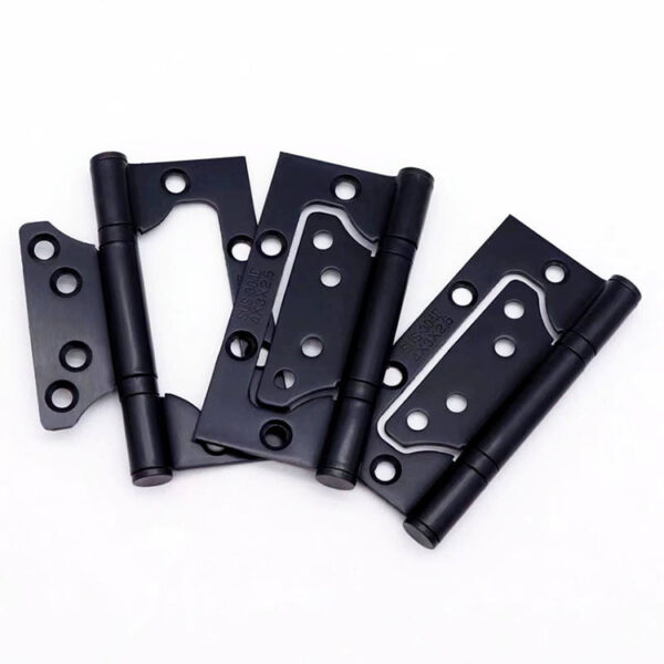Black Non-Mortise Door Hinge with Nesting Leaf Design