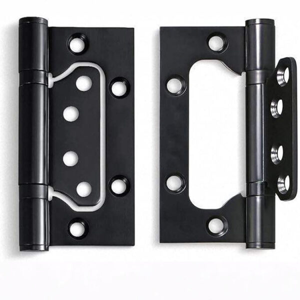Black Non-Mortise Door Hinge with Nesting Leaf Design
