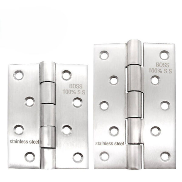 Brushed Silver Butt Door Hinge with Countersunk Fixing Holes