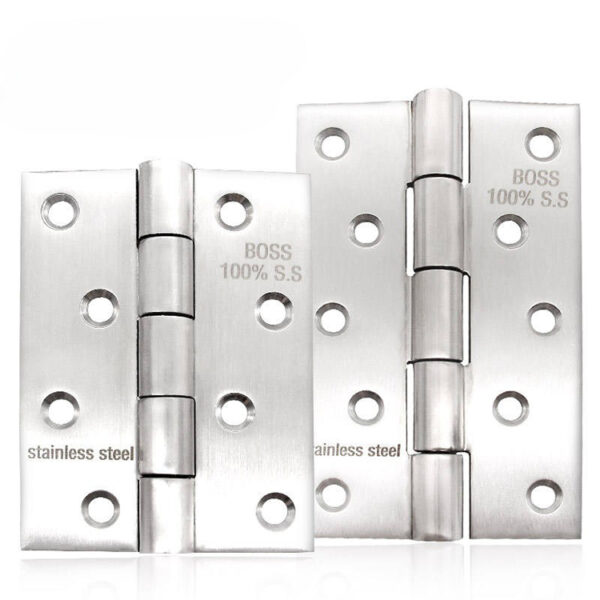 Brushed Silver Butt Door Hinge with Countersunk Fixing Holes