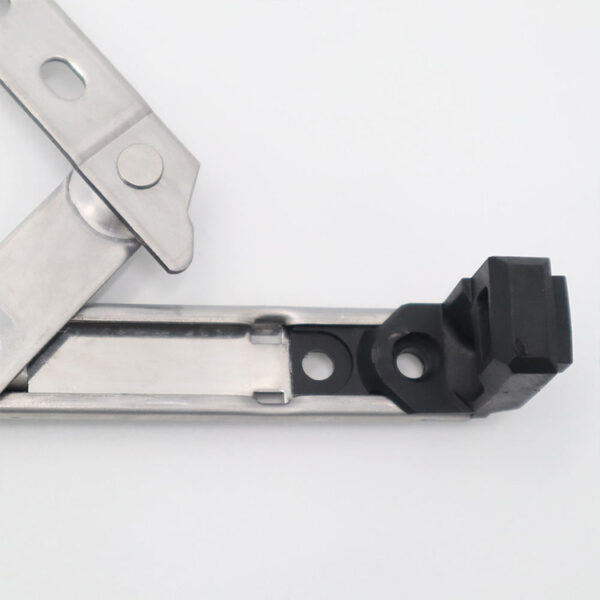 Compact Four-Bar Window Friction Stay with Black End Stop