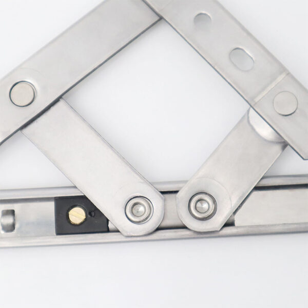 Compact Four-Bar Window Friction Stay with Black End Stop