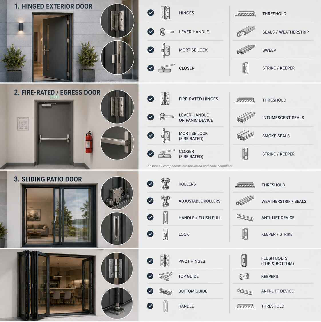 Door and Window Hardware Checklist by Opening Type