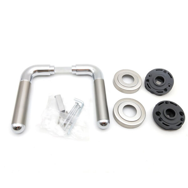 Dual-Finish Tubular Lever Door Handle Set with Round Roses