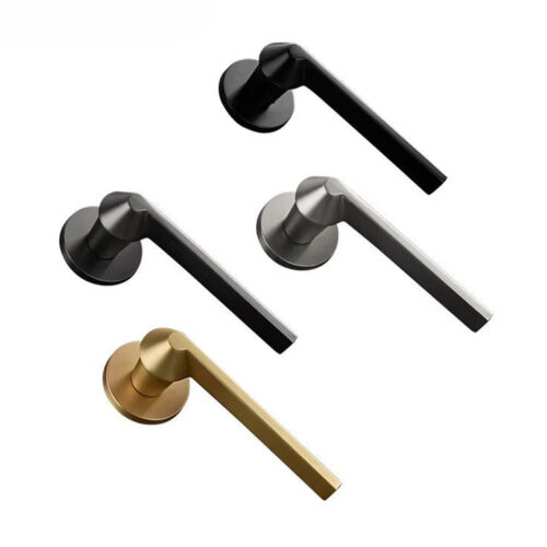 Faceted-Neck Flat Lever Door Handle on Round Rose