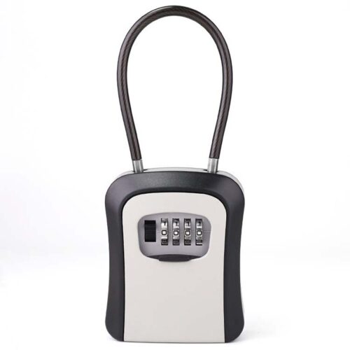 Four-Dial Portable Key Lock Box with Flexible Hanging Loop