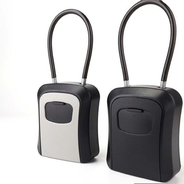 Four-Dial Portable Key Lock Box with Flexible Hanging Loop
