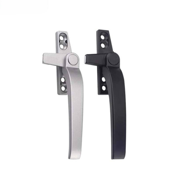 Long Curved Window Handle with Narrow Four-Hole Base