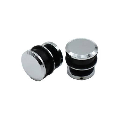 Mixed-Profile Glass Door Clamp Collection with Black Inserts