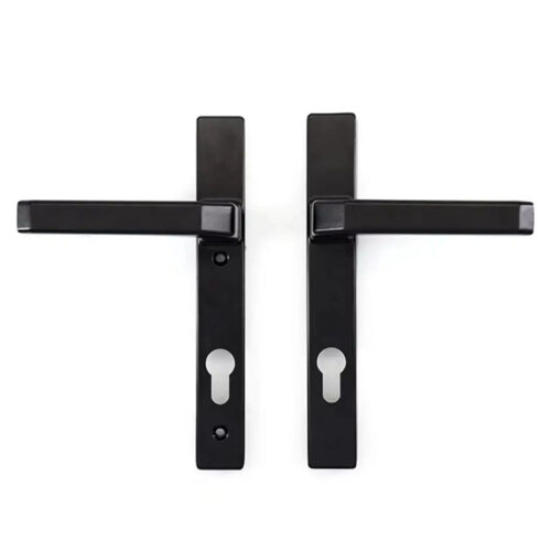 Narrow Backplate Lever Door Handle Set with Euro Cylinder Cutout