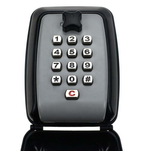 Over-the-Door Push-Button Key Lock Box with Hinged Cover