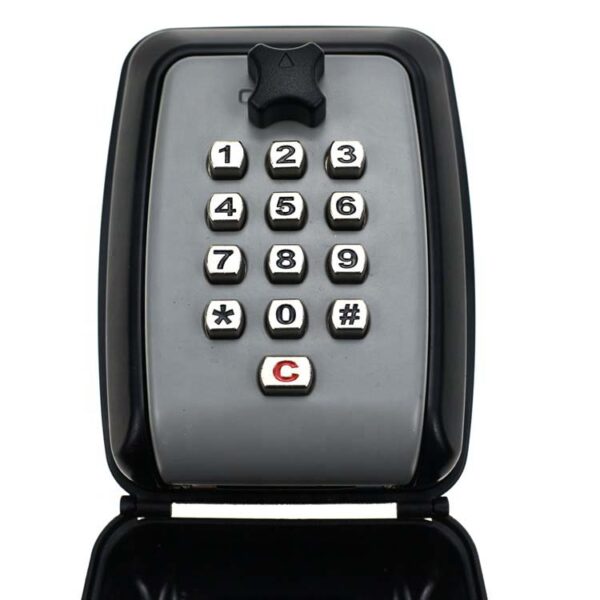 Over-the-Door Push-Button Key Lock Box with Hinged Cover