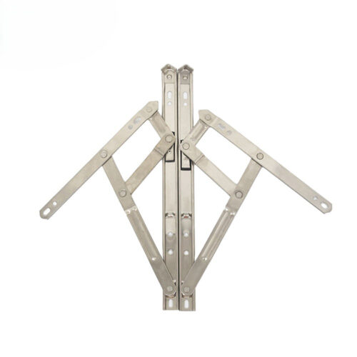Paired Four-Bar Window Friction Stay with Ribbed Link Arms