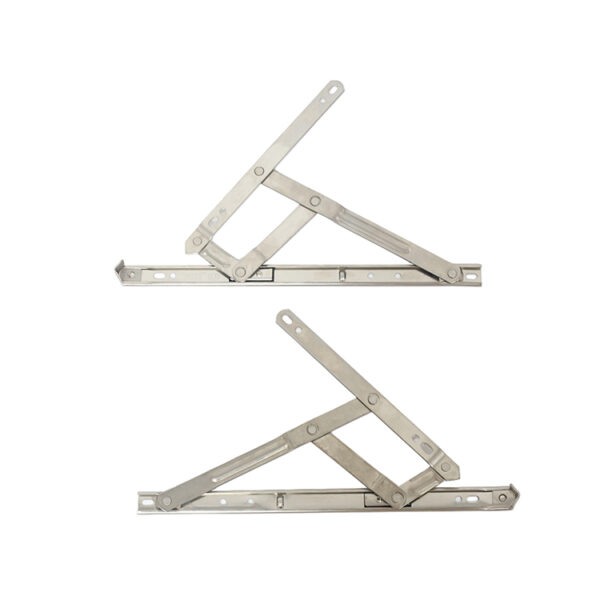 Paired Four-Bar Window Friction Stay with Ribbed Link Arms