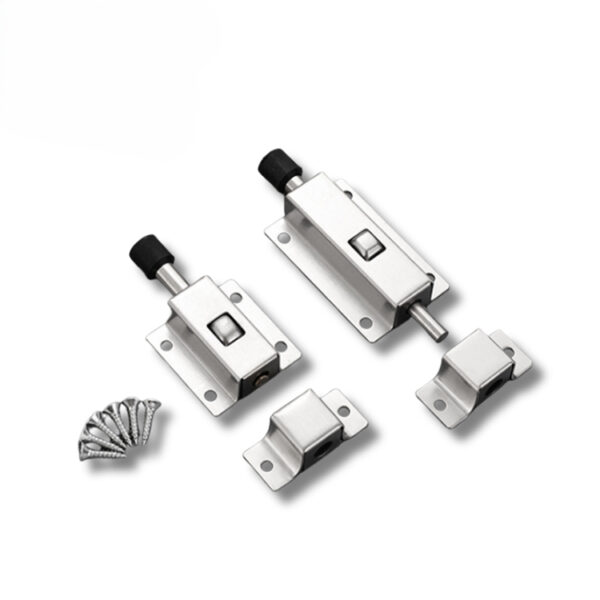 Push-Button Surface Slide Bolt with Crossbar Handle