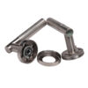 Right-Angle Knurled Lever Door Handle Set on Round Rose