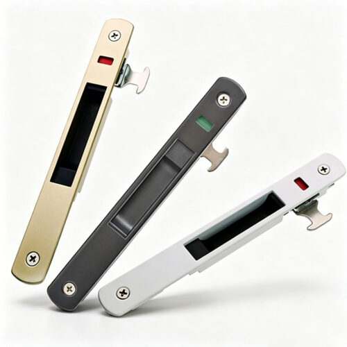 Rounded-End Recessed Touch Lock with Status Window and Hook Latch