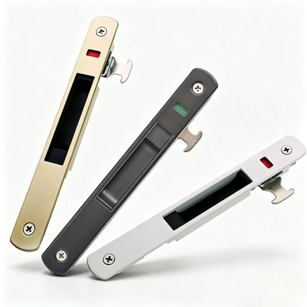 Rounded-End Recessed Touch Lock with Status Window and Hook Latch