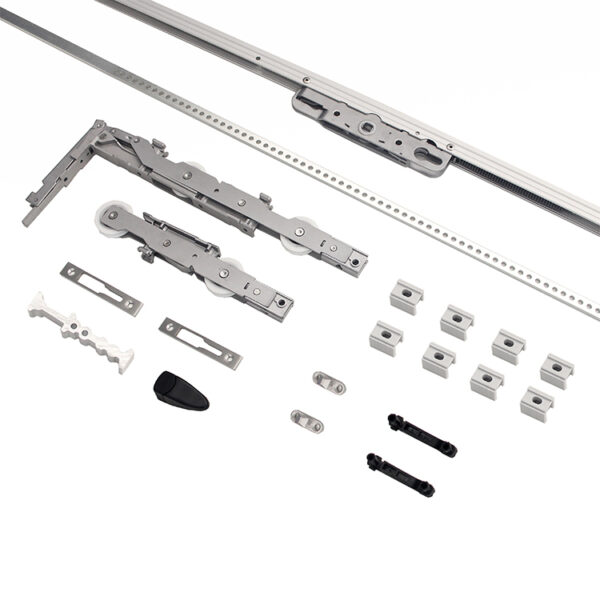 Tilt-and-Slide Door Hardware Kit with Twin Roller Carriages